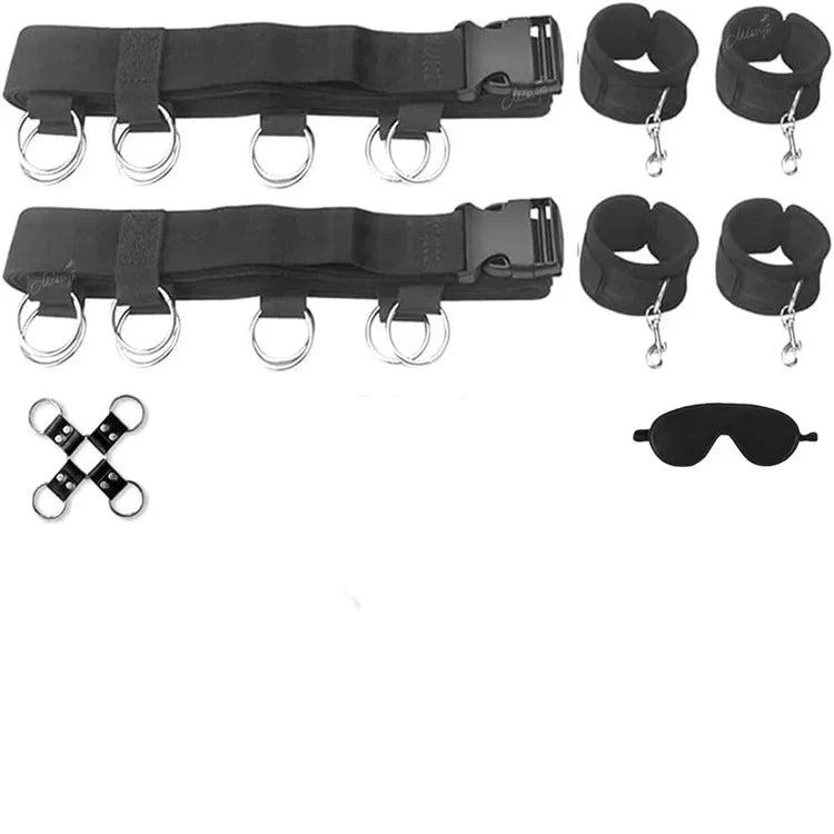 Bed Restraint Set Couple Sex Toys Bondage Handcuff Kit Adult Game Tool 18+ Erotic Tie Downs Arm Ankle Eyeblinder Flirting Sextoy