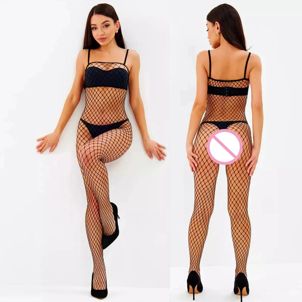 Sexy Lingerie One-piece Women's Underwear Red Transparent Open Crotch Erotic Body Stockings For Sex Porn Bodysuits