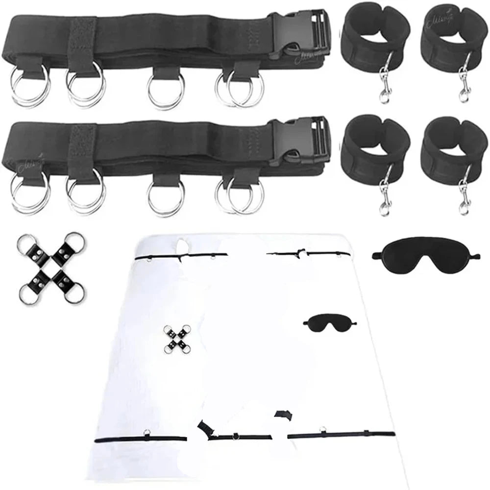 Bed Restraint Set Couple Sex Toys Bondage Handcuff Kit Adult Game Tool 18+ Erotic Tie Downs Arm Ankle Eyeblinder Flirting Sextoy