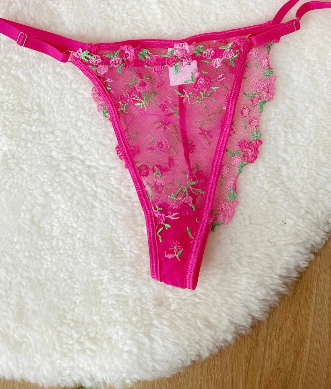 Kawaii Japanese Lingerie Set Sheer Tulle, Pink Floral Embroidery Bra Bralette, Sexy Pure Matching Set BANERDANNI Sexy Tushy Bras
