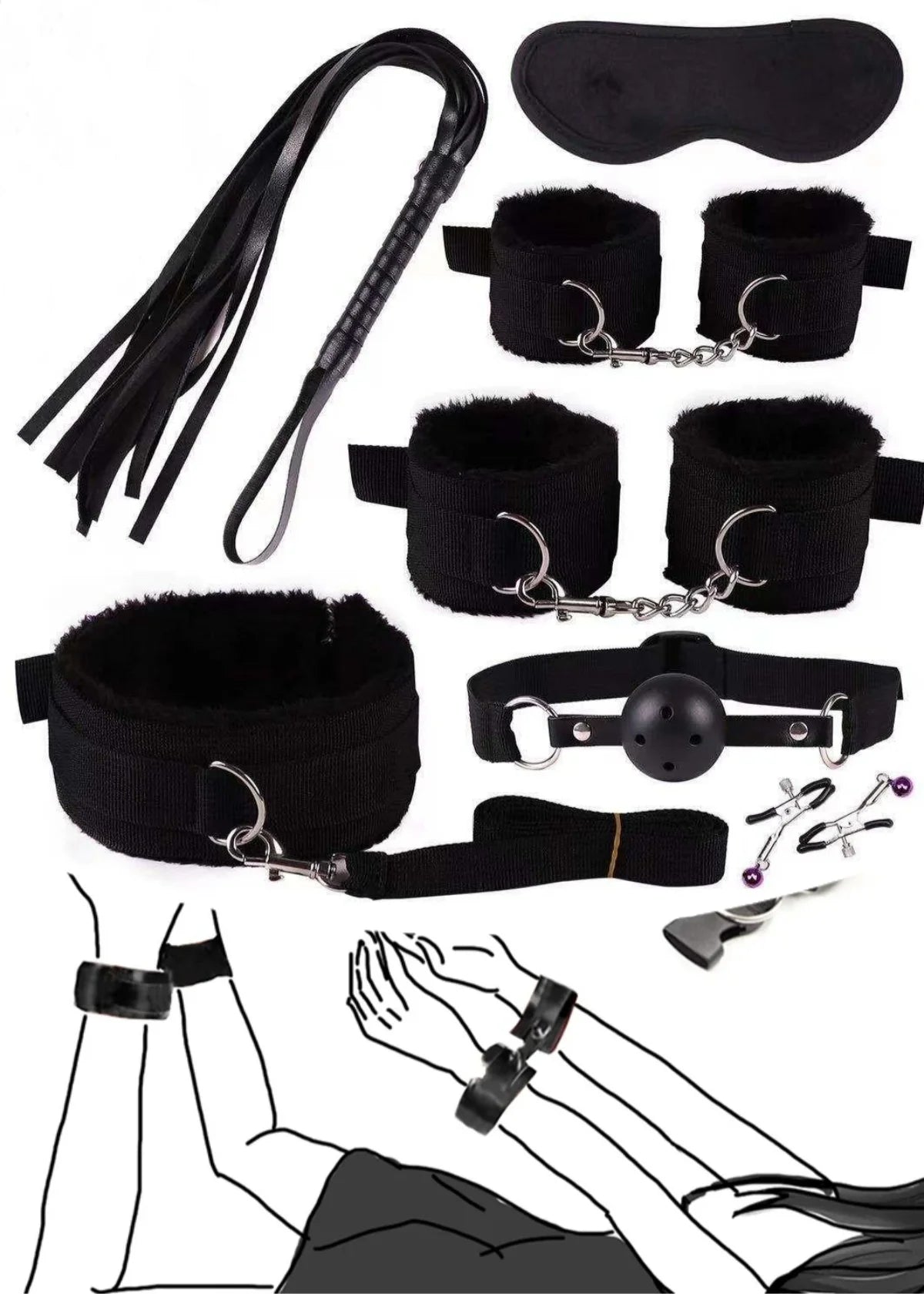 1Set 7/8 Pcs Sex toys For Women BDSM sexual couples kit erotic accessories handcuffs session sex game Adult Sexy Toys sexyshop