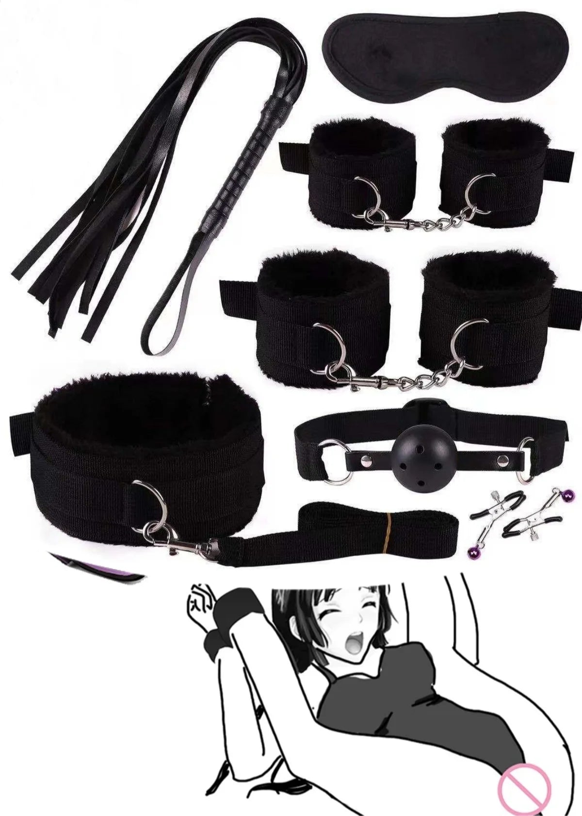 1Set 7/8 Pcs Sex toys For Women BDSM sexual couples kit erotic accessories handcuffs session sex game Adult Sexy Toys sexyshop