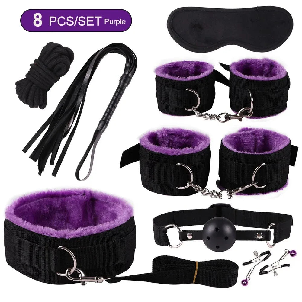 1Set 7/8 Pcs Sex toys For Women BDSM sexual couples kit erotic accessories handcuffs session sex game Adult Sexy Toys sexyshop