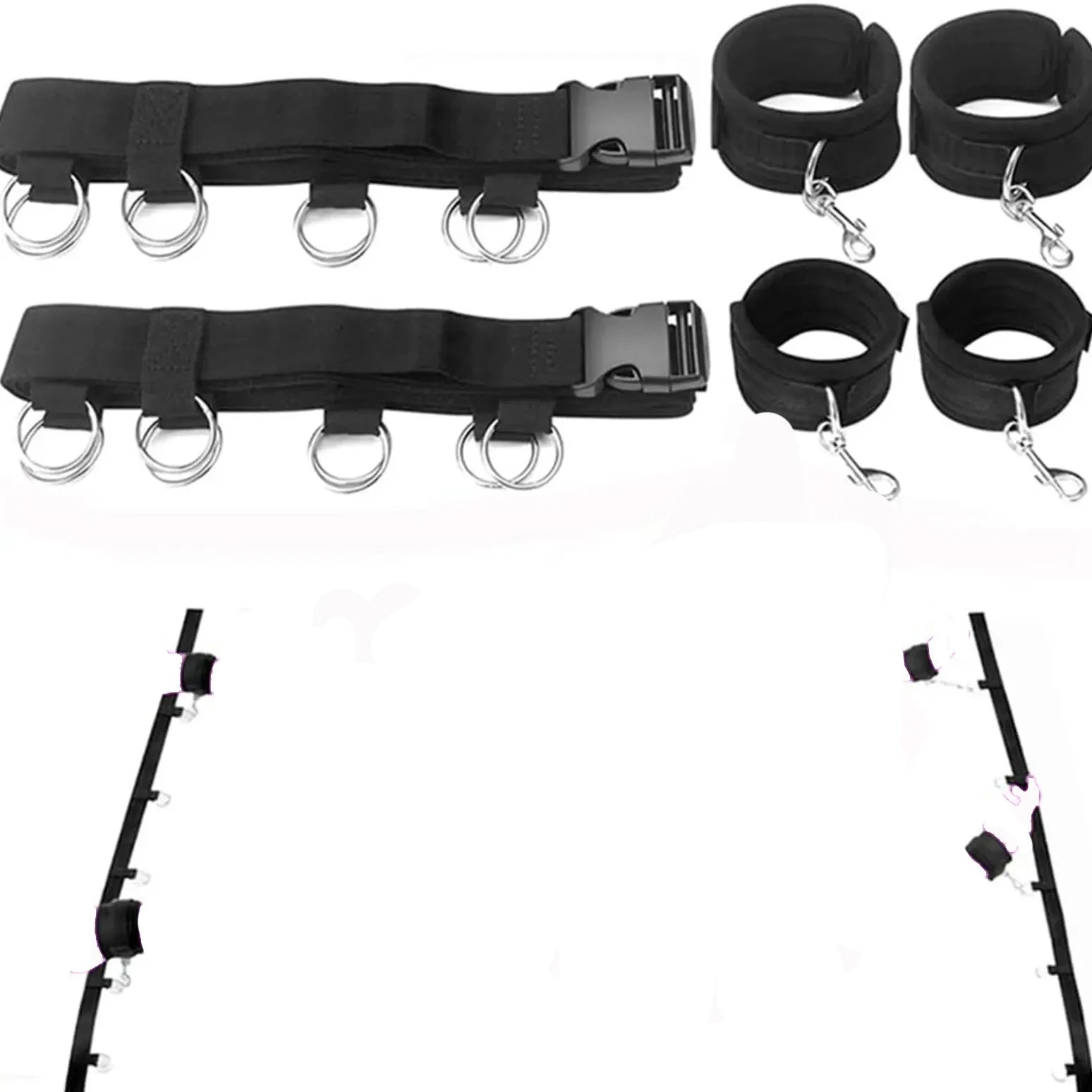 Bed Restraint Set Couple Sex Toys Bondage Handcuff Kit Adult Game Tool 18+ Erotic Tie Downs Arm Ankle Eyeblinder Flirting Sextoy