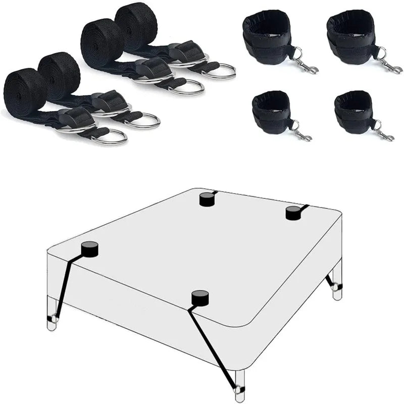 Bed Restraint Set Couple Sex Toys Bondage Handcuff Kit Adult Game Tool 18+ Erotic Tie Downs Arm Ankle Eyeblinder Flirting Sextoy